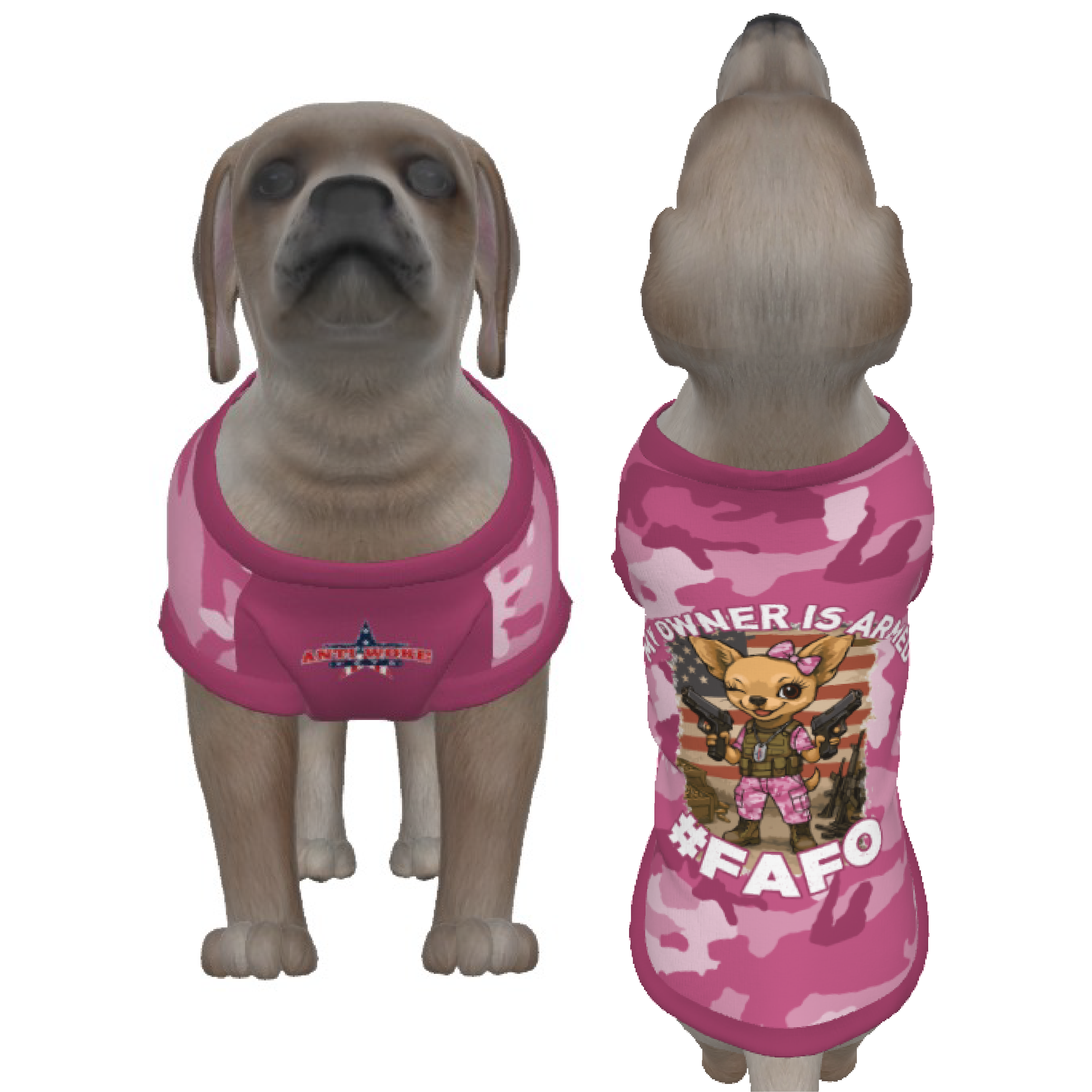 Chihuahua- Pink Camo 2 Pistols- My Owner Is Armed- Small Dog's Tank Top